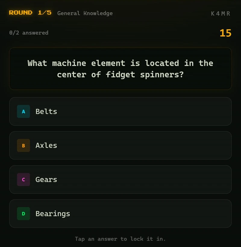 Brain Drain multiple choice trivia question with four answers and a timer
