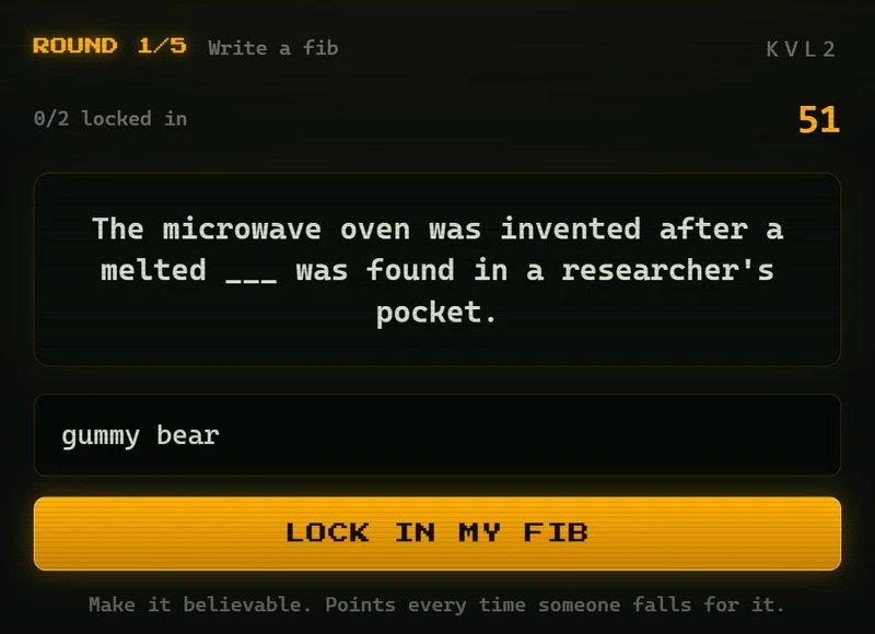Fibber prompt about the microwave oven with a text box to write a fake answer